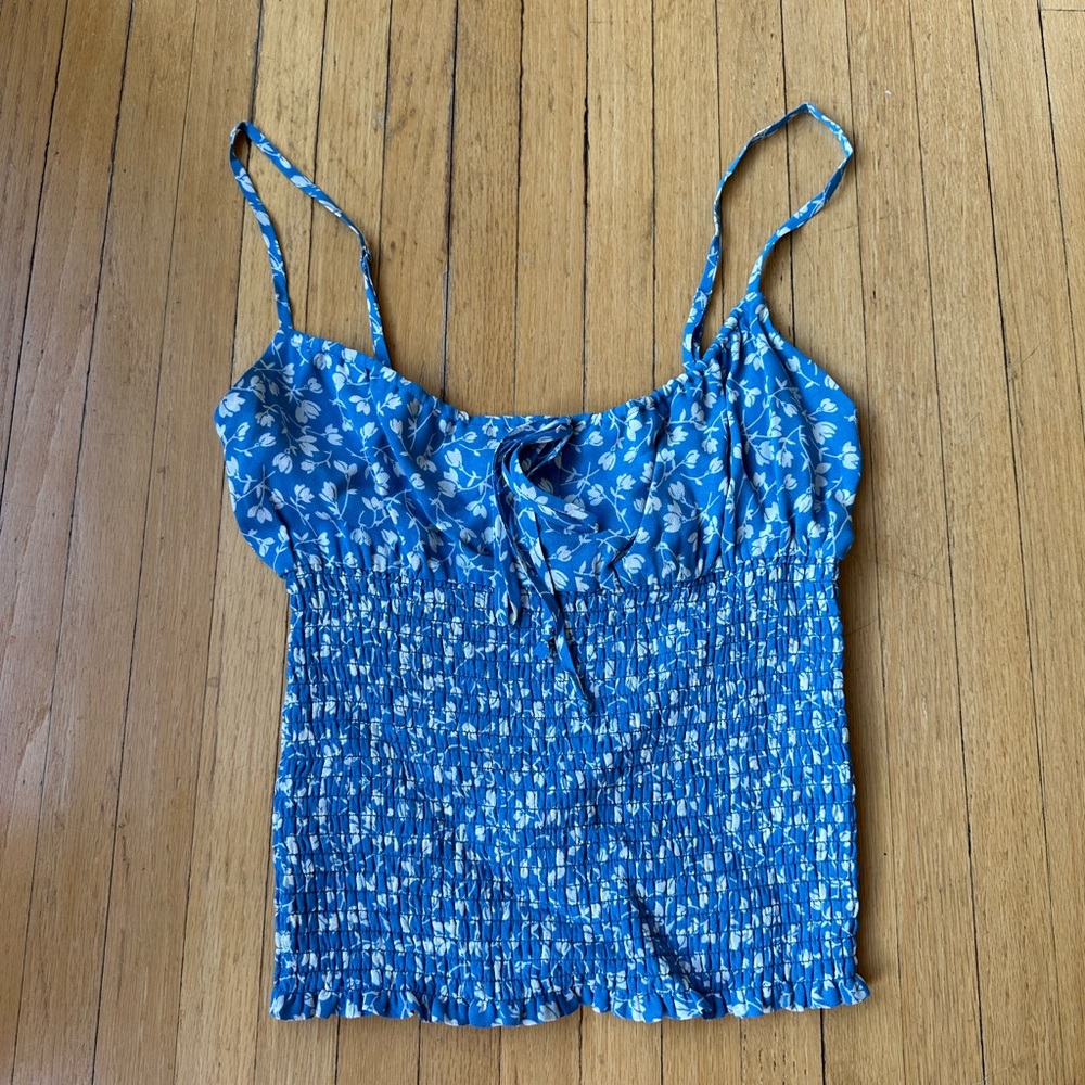 Reformation blue floral women’s strappy tank top